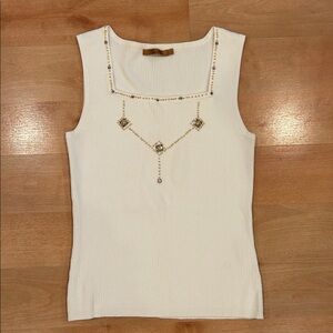 Vintage Belldini beaded ribbed tank top size small